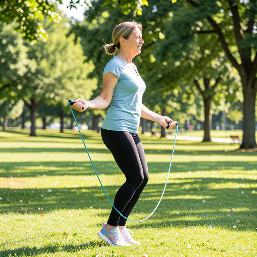 woman jumping rope park