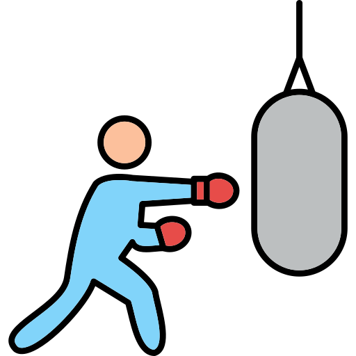 a boxer punching a heavy bag